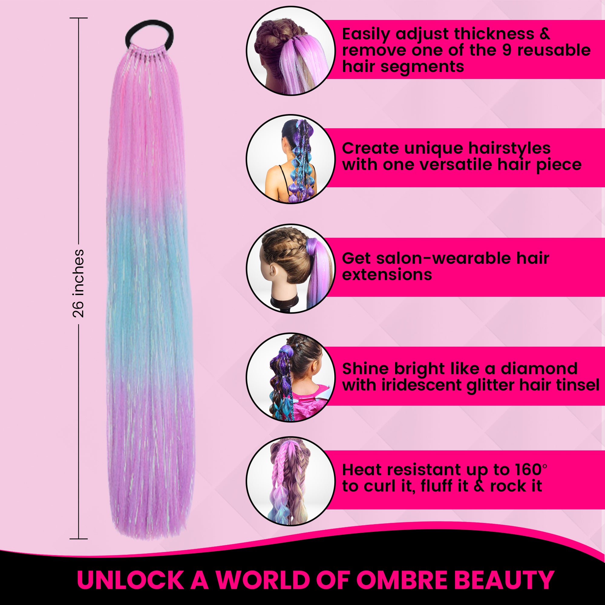 Ombre Ponytail Hair Extensions Luviri Cosmetics