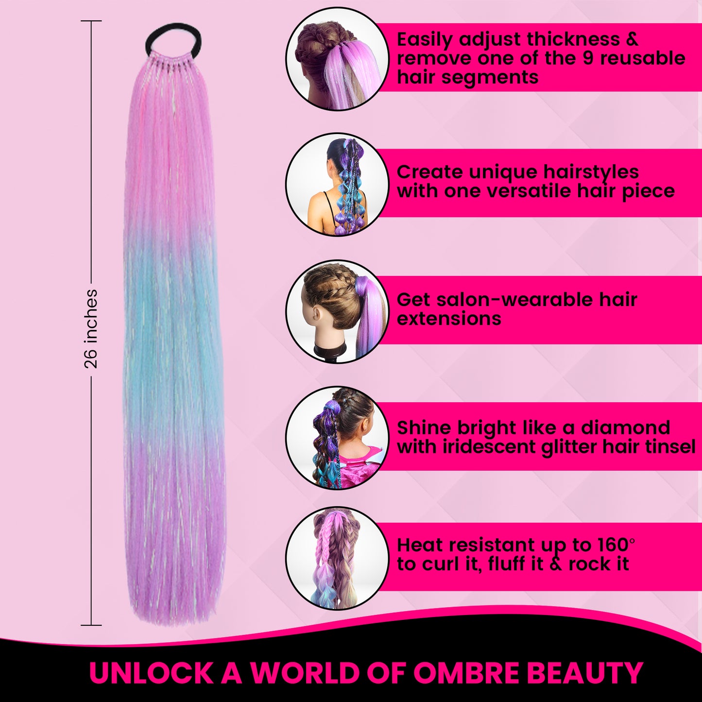 Ombre Ponytail Hair Extensions